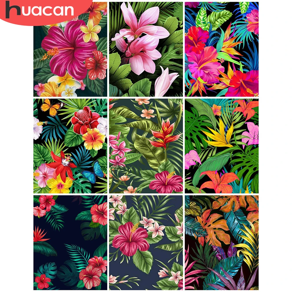 

HUACAN Paint By Number Pink Flower Kits Handpainted Coloring By Number Peony Drawing On Canvas Home Decoration DIY Gift