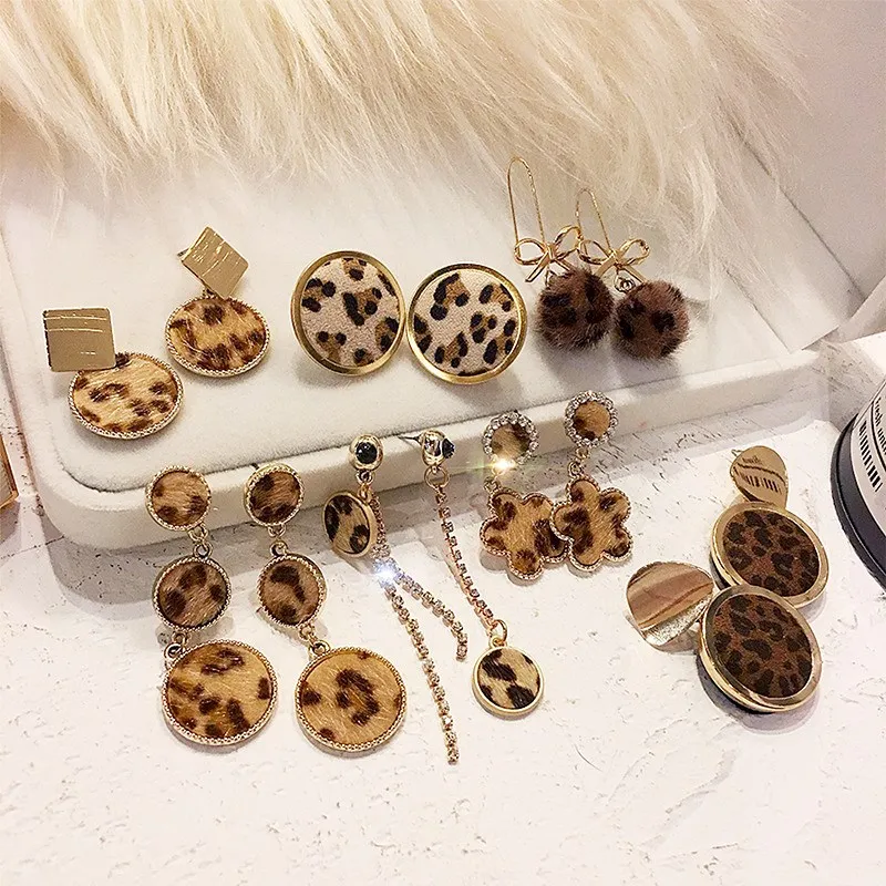 Женские серьги капельки с бантом XIYANIKE леопардовые милыми сердечками в Корейском