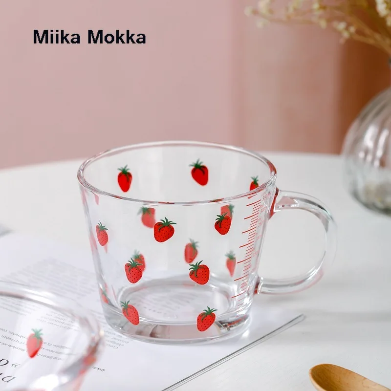 Cute Fruit Salad Bowl Transparent Glass Tableware 900ml Large Capacity Cartoon Strawberry Soup Dessert Snack Foods | Дом и сад