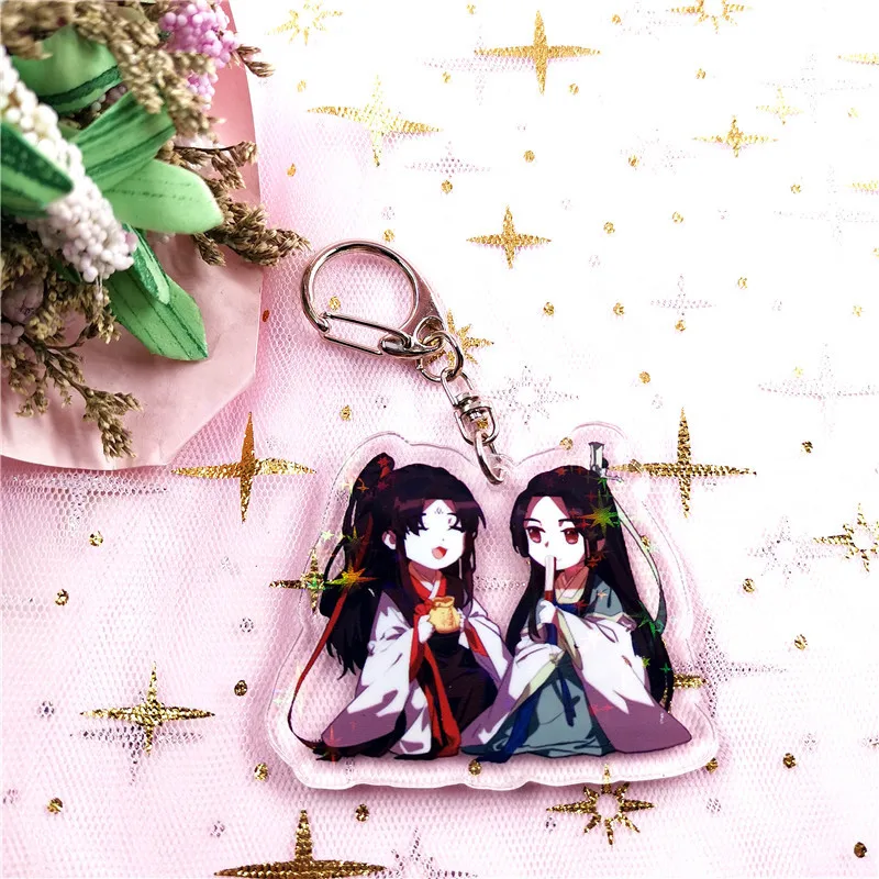 Мультфильм Аниме мразь злодей самосберегающая система брелок Shen Qingqiu Luo Binghe Милый Забавный Лазерный Акриловый Брелок ослепительный Сияющий