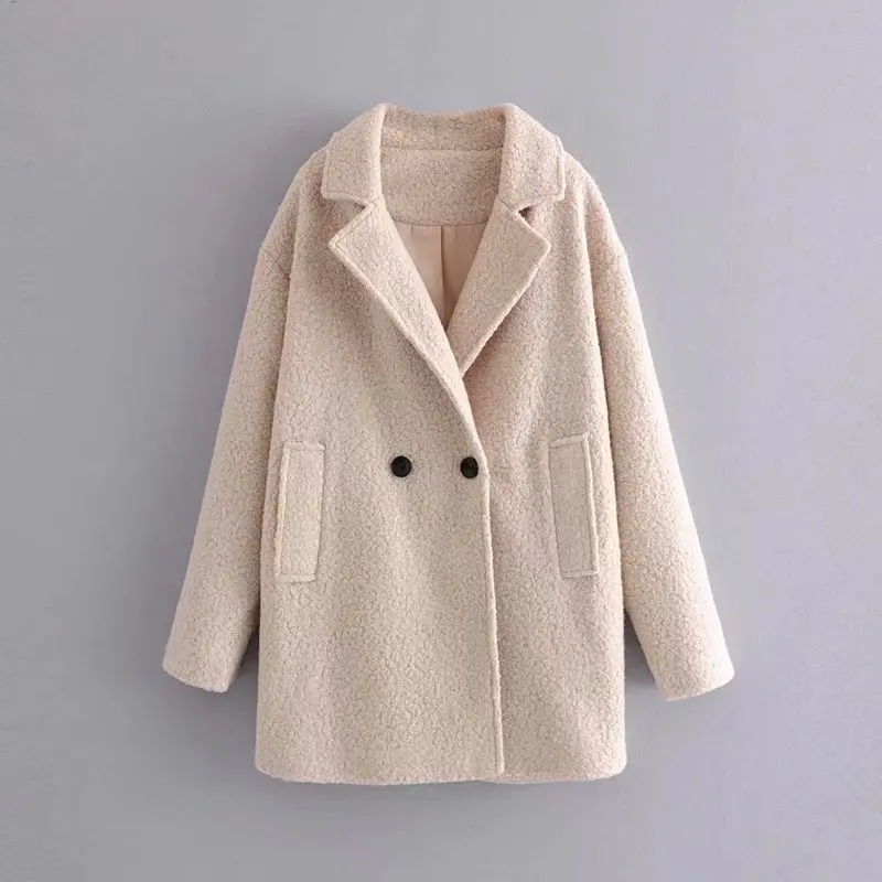 

Высококачественное весенне-зимнее женское Короткое шерстяное пальто средней длины из овечьей шерсти на одной пуговице