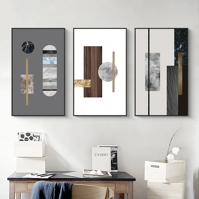 Современный абстрактный серый мраморный постер минималистичный настенный с