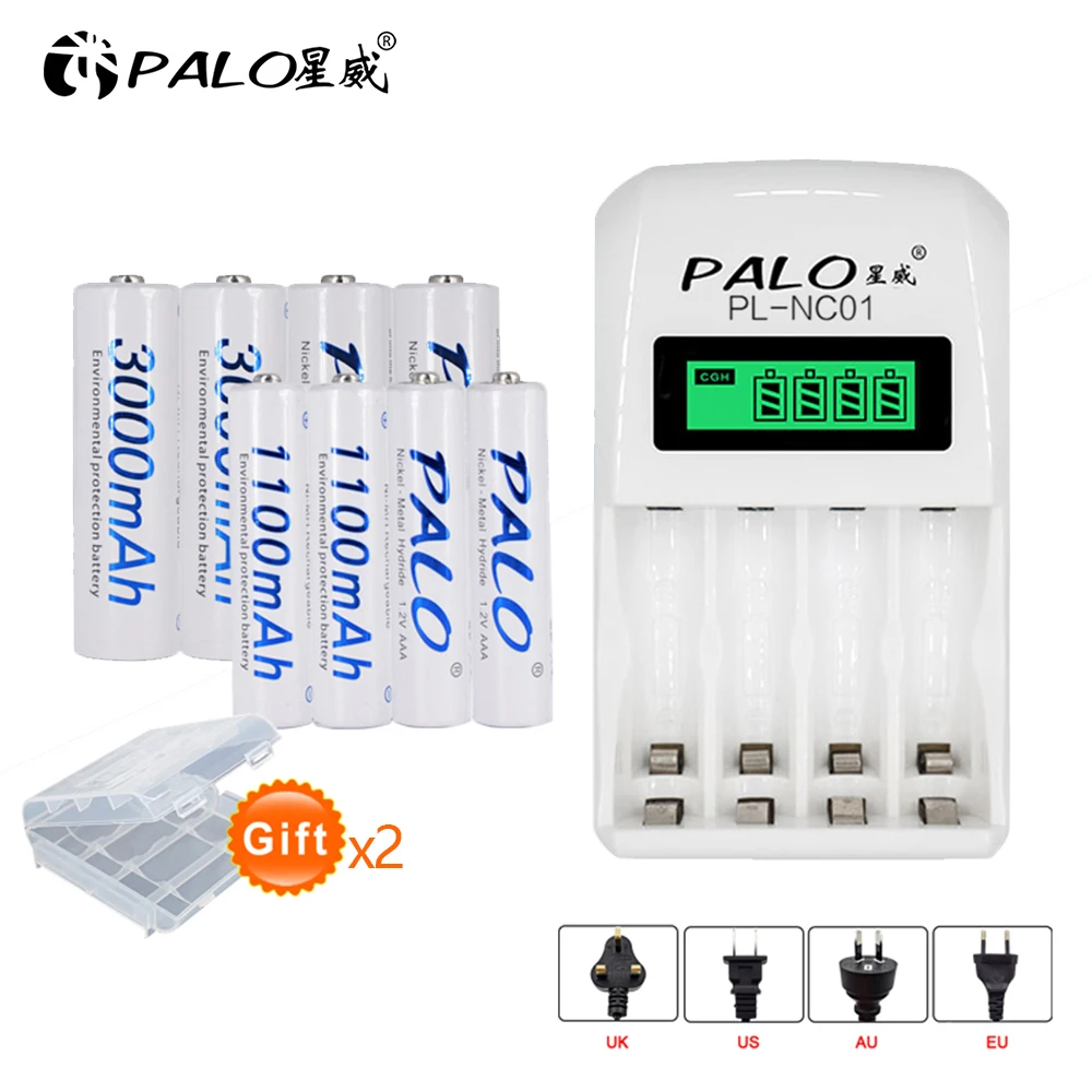 Аккумуляторная батарея PALO AA AAA с зарядным устройством для ЖК экрана