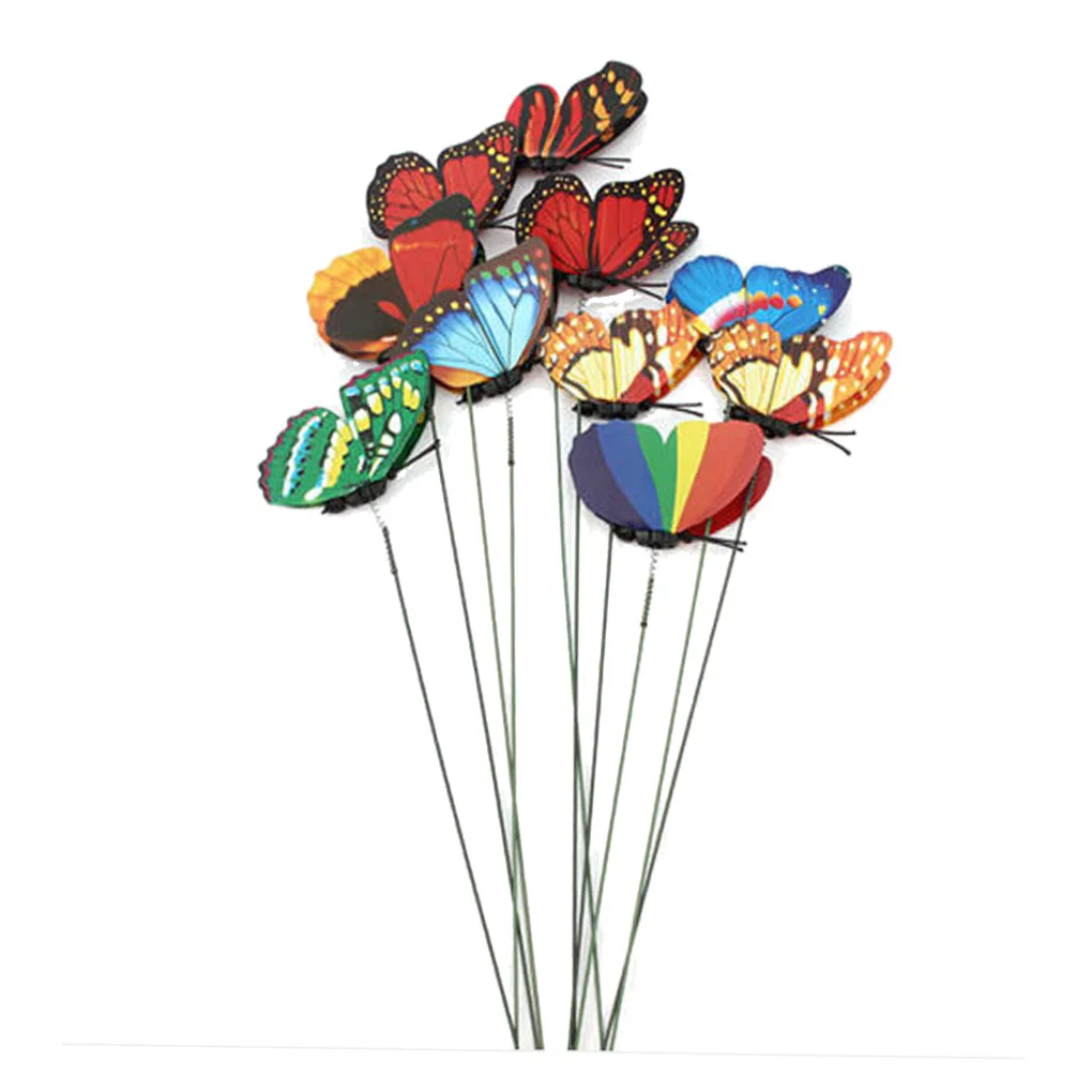 

10pcs Simulated Insect Shape Flower Arrangement Decoration Lifelike Flying Bug Ornament Insert Pole 7cm