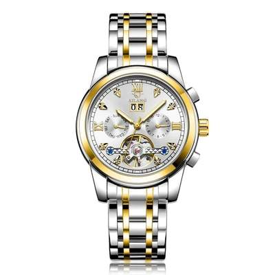 AILANG часы мужские люксовый бренд из нержавеющей стали Tourbillon несколько функций водонепроницаемые механические мужские часы - Цвет: Steel 03