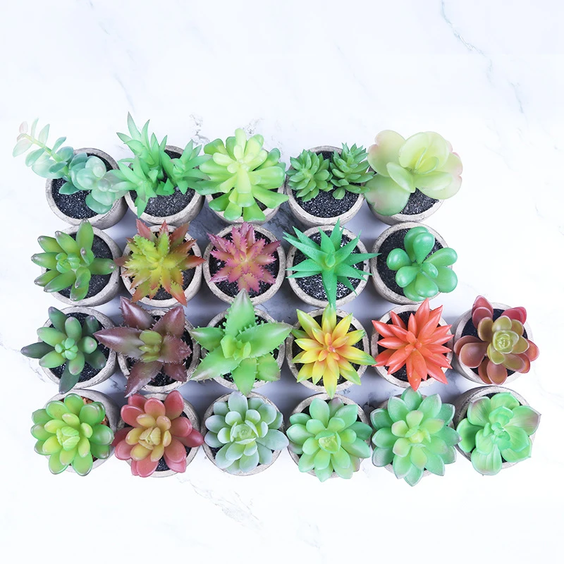 

Mini Artificial Succulents Plants Plastic Green Bonsai Small Tree Pot Plants Fake Flower Potted Ornaments For Home Decoration