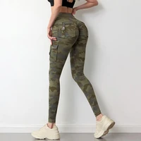 camouflage yoga pants women fitness leggings workout sports with pocket sexy push up gym wear elastic slim pants mitaogirl