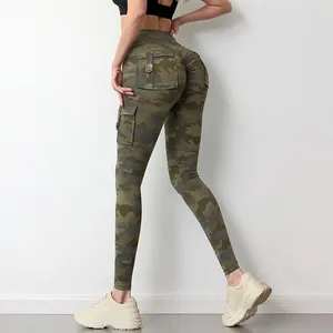Camouflage Yoga Pants Women Fitness Leggings Workout Sports With Pocket Sexy Push Up Gym Wear Elasti