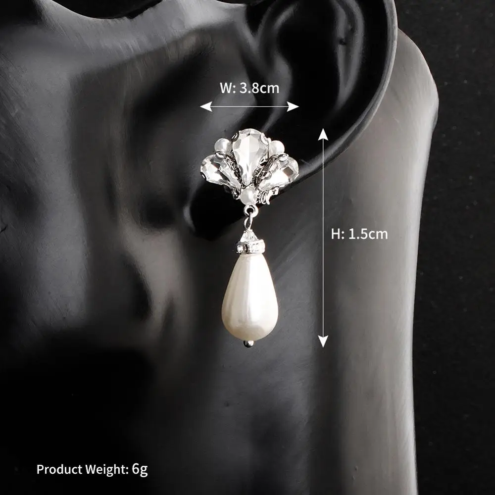Женские серьги подвески с искусственным жемчугом Стразы ручной работы свадебные