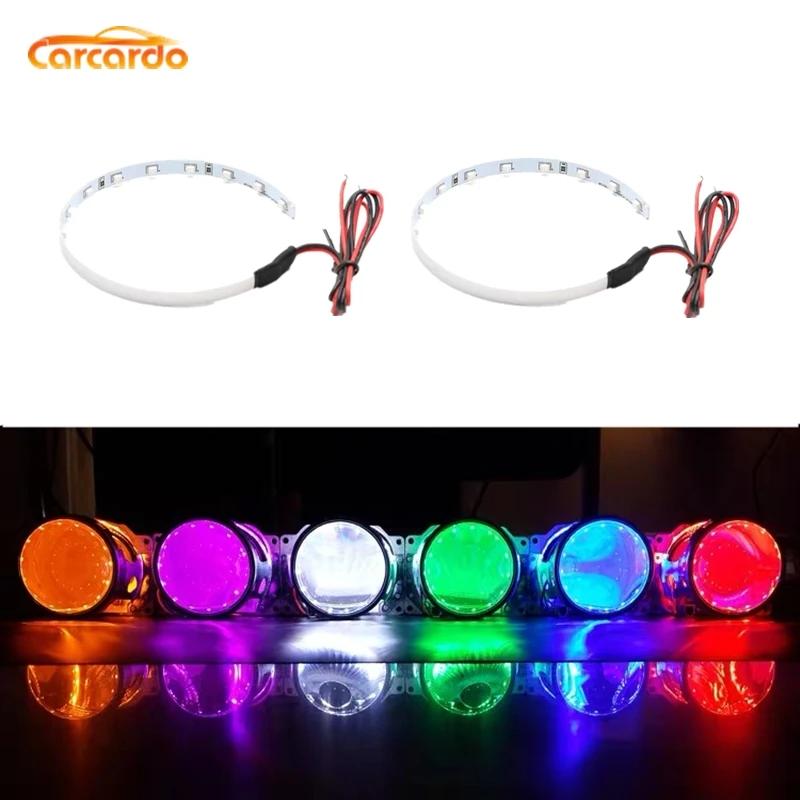 

Carcardo 2PCS Car Headlights DIY Devil Eyes LED Halo Rings Kit LED Auto 360 Degree Shine Retrofit Demon Eyes LED Lights Lamp