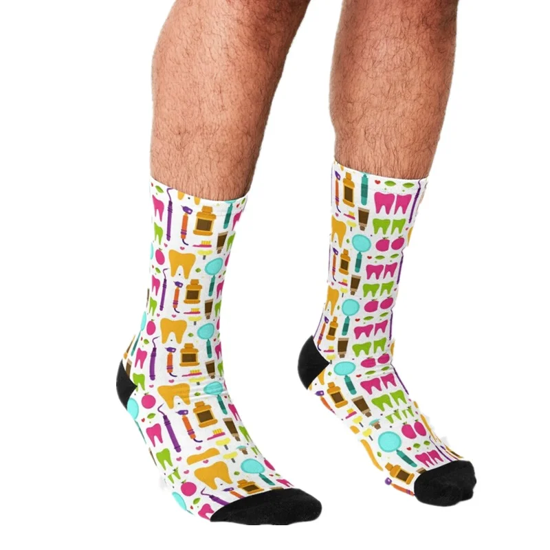 

funny Socks Men harajuku Dental scrub pattern Socks Printed Happy hip hop Men Socks Novelty Skateboard Crew Casual Crazy Socks