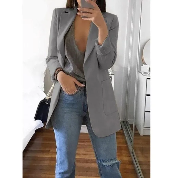 Женское шерстяное пальто повседневное однотонное с отложным воротником и