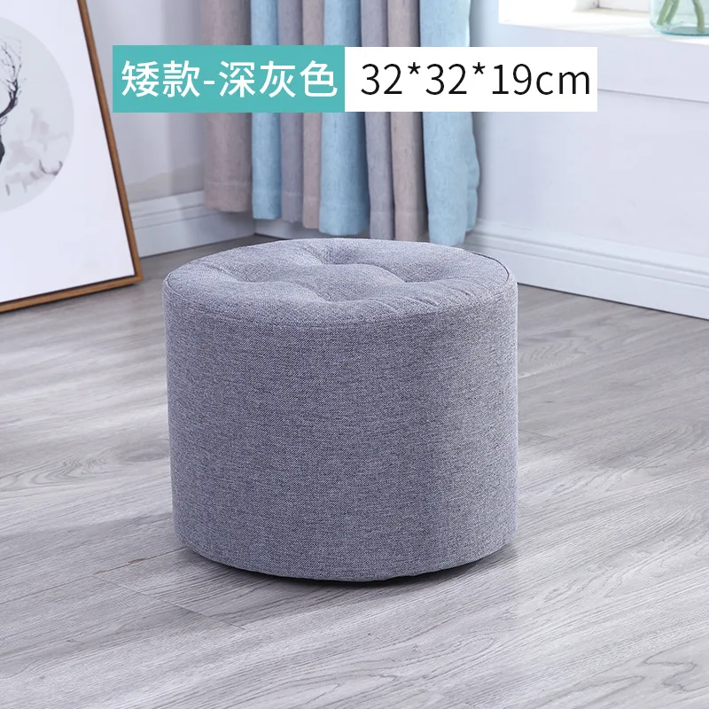 Круглая табуретка из цельного дерева и губчатой ткани мебель для гостиной