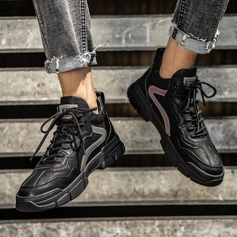 

2020 New Trend Athletic Sneakers For Men High Top Running Shoes Boys Leather Gym Men Sneakers Hard-Wearing Training Shoes Mens