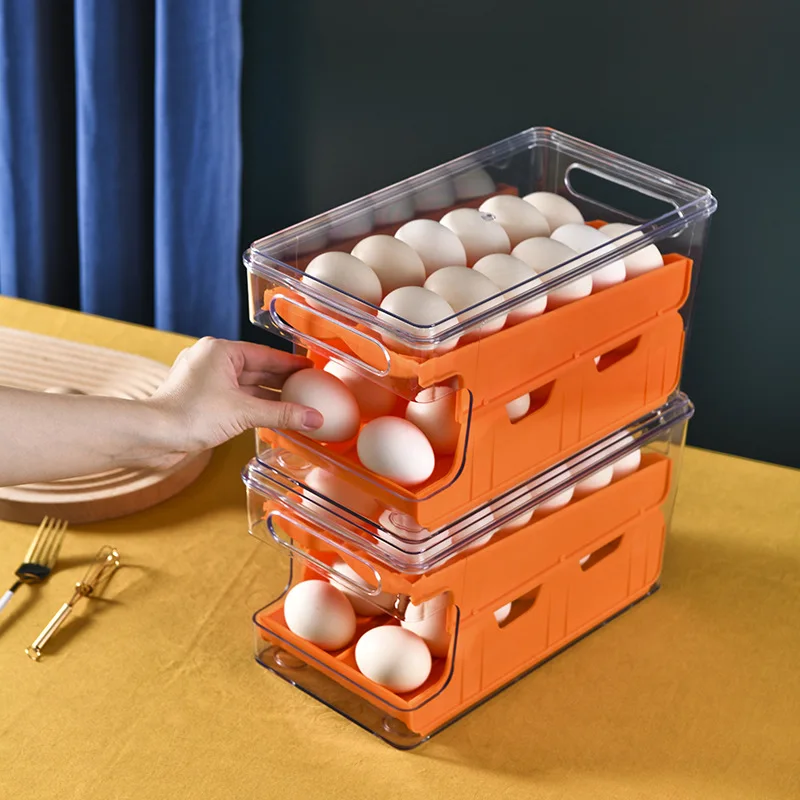 

Ящик для хранения яиц большой емкости, для дома и кухни, аксессуары, чехол, холодильник, коробки для хранения пищевых продуктов, двухслойная ...