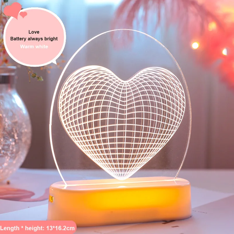 

Love Heart 3D Lamp Acrylic LOVE Letter LED Light Valentines Day Gift Wedding Decor Kids Birthday Party Rabbit Easter Decor Lamps