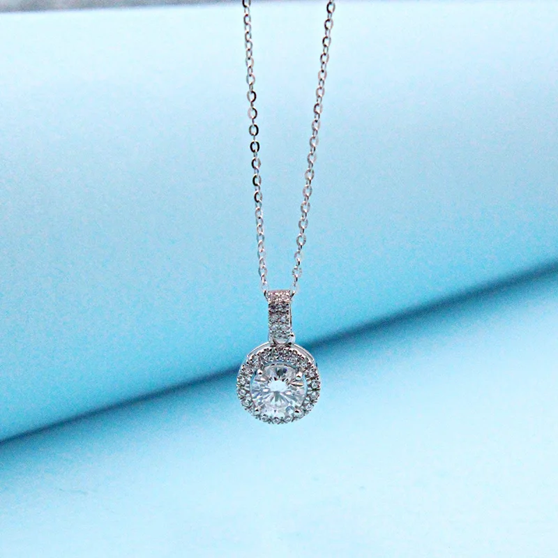 

925 Silver Moissanite 1 Carat Luxury Fashion Necklace Anniversary Prom For Girlfriend Birthday Gift