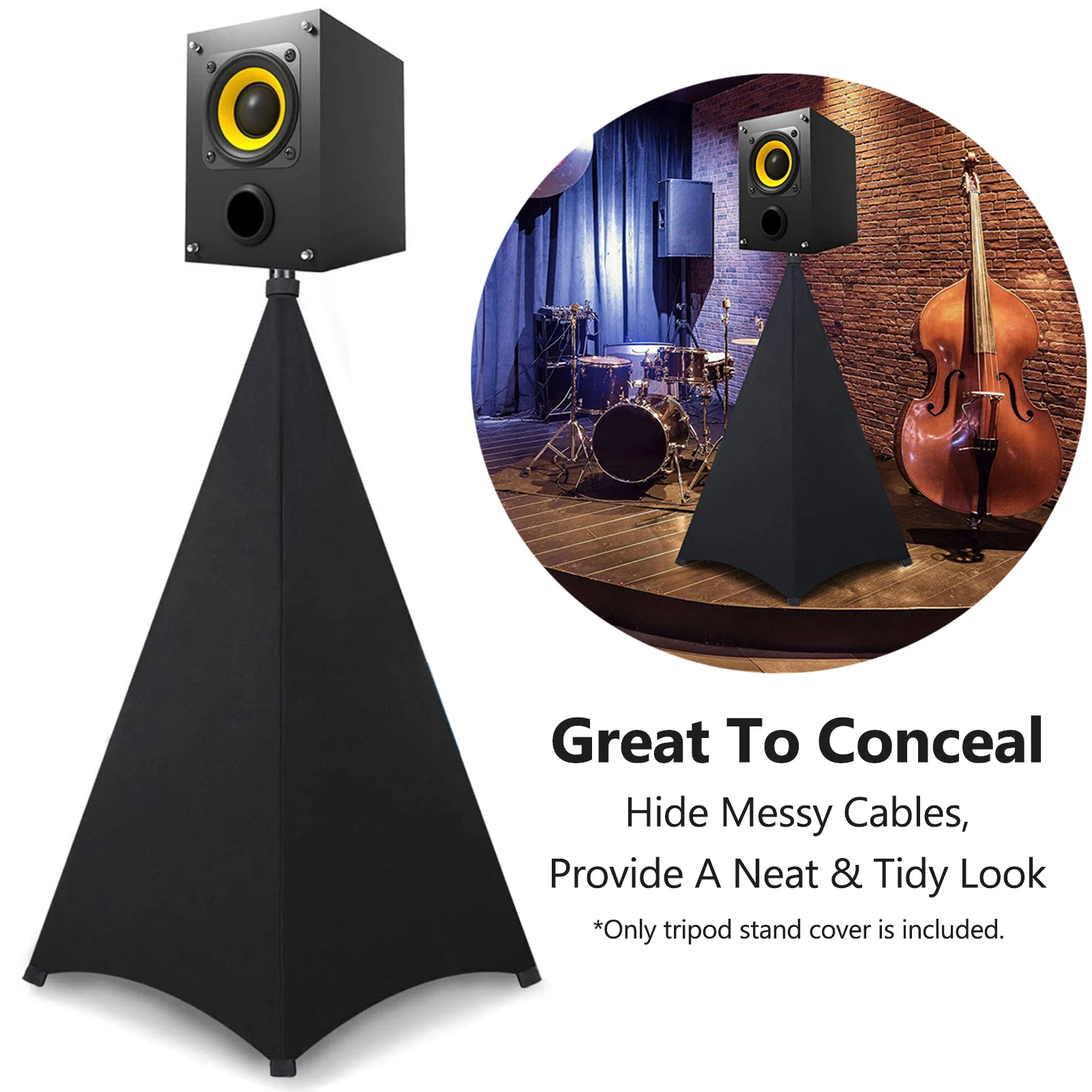 Universal Dj Light Speaker Stand Cover Triple Sided Tripod Skirt Scrim Stretchable Material (Tripod Not Included) | Спорт и