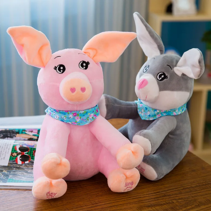 pink pig Peek A Boo слон свинья собака Пение английские песни движущиеся Уши мягкие животные плюшевая Музыкальная кукла Eletctric мультфильм игрушки - Цвет: pink pig