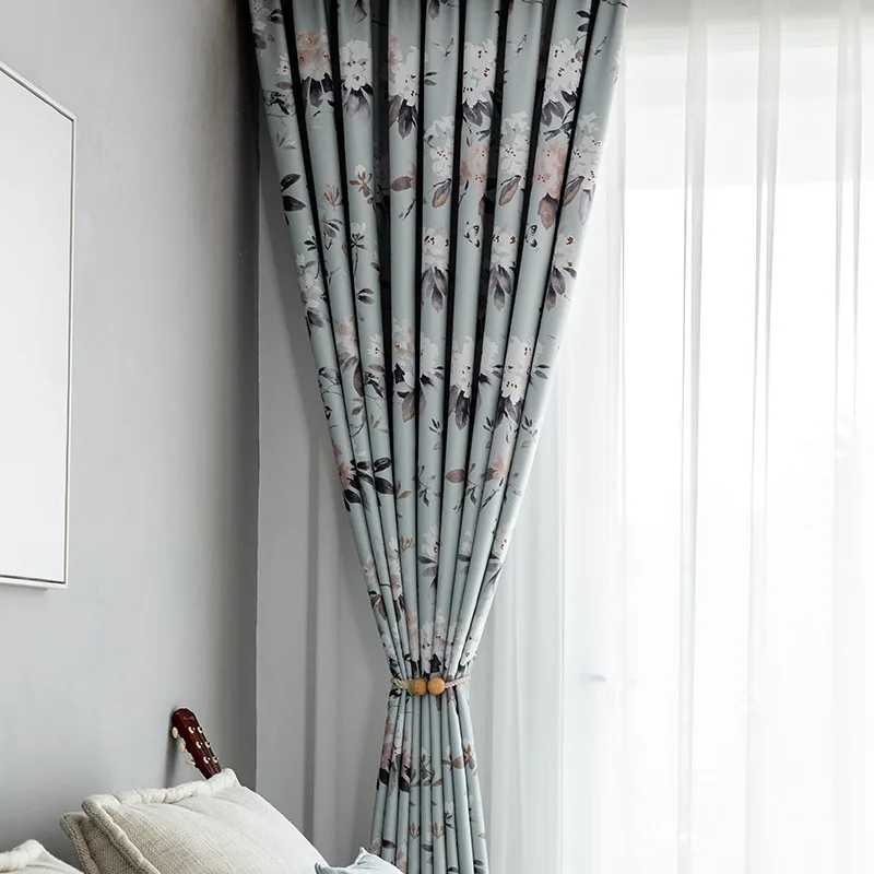 

High-precision Blackout Printing Curtains Pastoral Style Simple Living Room Bedroom Curtains