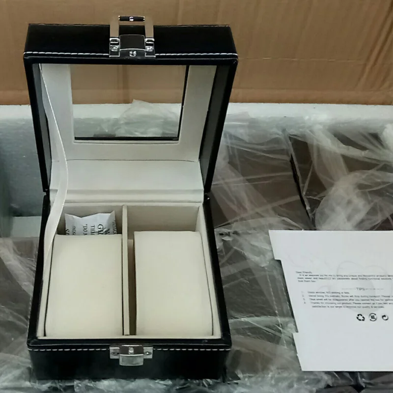 Изысканная кожаная коробка для часов два Чехлы PU кожаные часы пара ящик хранения