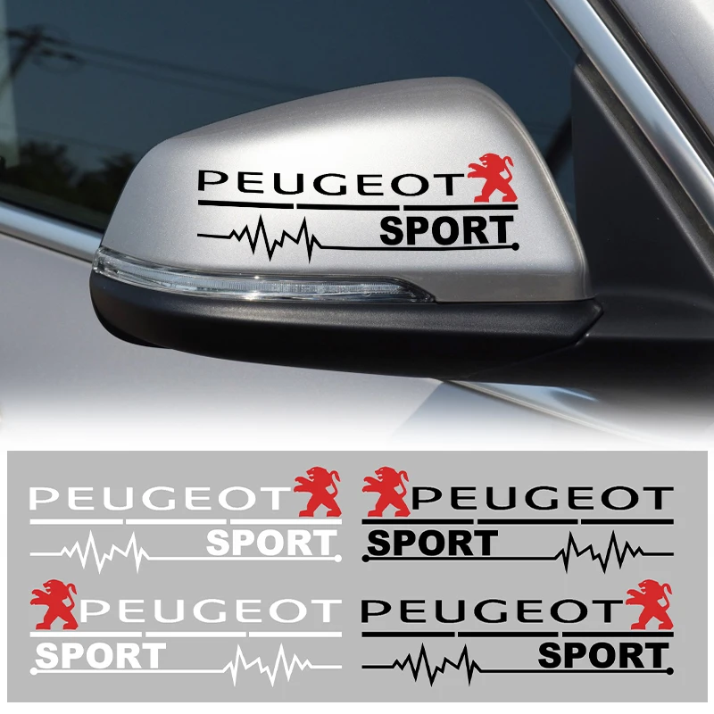 

2Pcs Car Side Rearview Mirror Stickers Auto Emblem badge Decals For Peugeot 206 207 307 3008 2008 308 407 508 208 Accessories