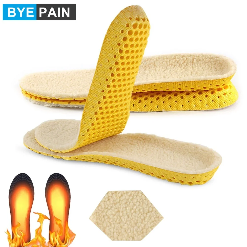 

1Pair BYEPAIN Winter Insole Shock Absorbing Insoles Imitation Lamb Wool Warm Thicker Softer Sweat Absorb Ventilation Breathable