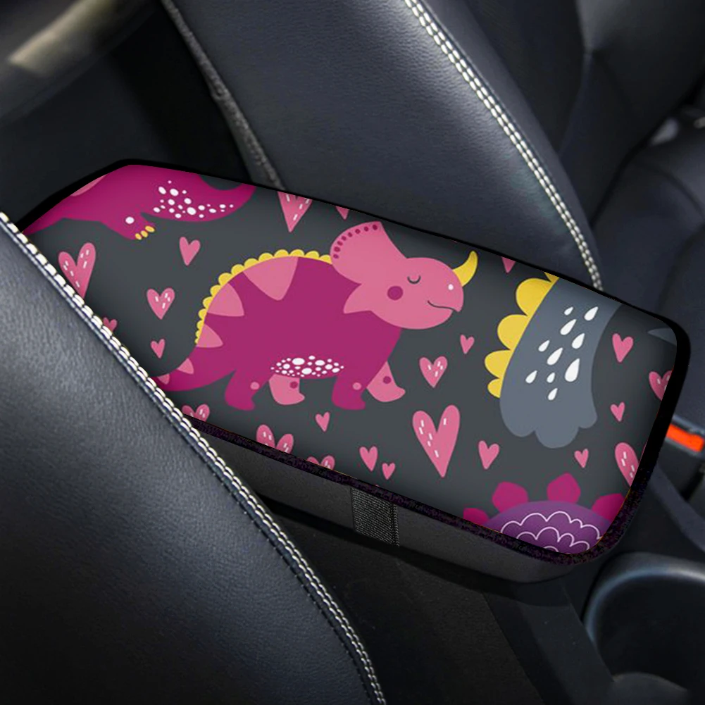 

PinUp Angel Dinosaur Pattern Comfortable Car Armrest Pad Protector Anti-Slip Vehicle Center Console Cover Easy to Install Hot