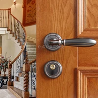 1set american style red bronze zinc alloy interior wooden door lock living roombedroom door handle lock for 35 50mm doors gf142