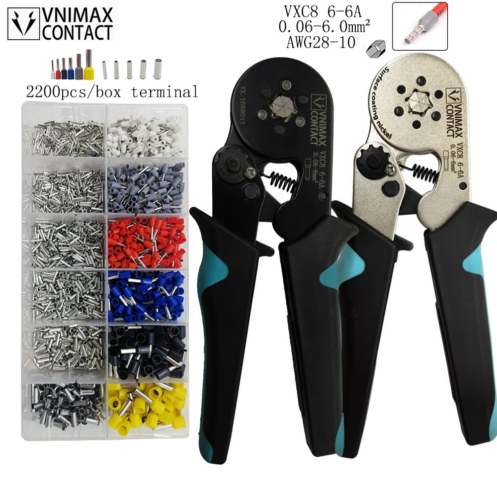 Трубчатые обжимные инструменты VXC8 6 6A плоскогубцы для 0 06 мм2 28 10awg клеммы