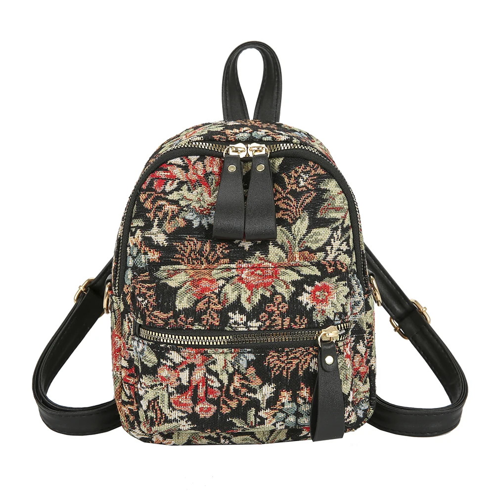 

Preppy Style Women Flower Printing Backpack Canvas Teenage Girls Female School Bag High Quality Youth Soft Korean Backpacks New