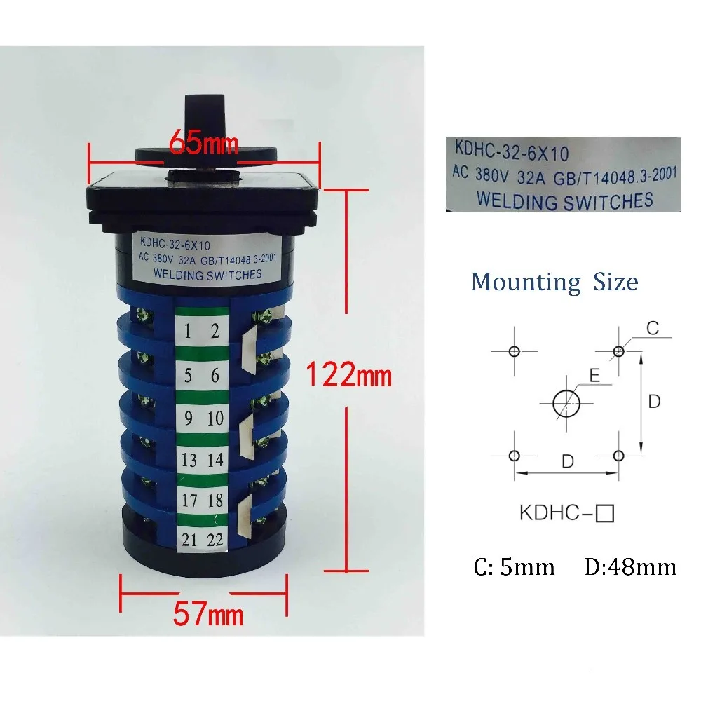 KDHC-32/6*10 поворотный сварочный аппарат выключатель сварочного аппарата 32A 6 фаз 10 позиций универсальный переключатель кулачковые переключатели