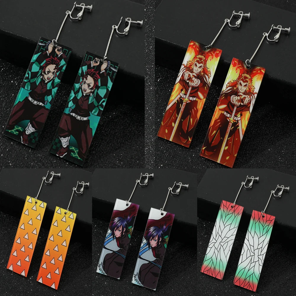 Женские акриловые серьги-гвоздики с аниме рассекающие демонов |