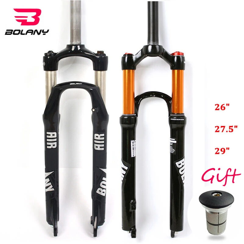 BOLANY MTB fork 26" 27.5''/29'' Crown Suspension Fork Air Straight/Tapered 1-1/8 Disc Brake Mountain Bike Forks Lightweight