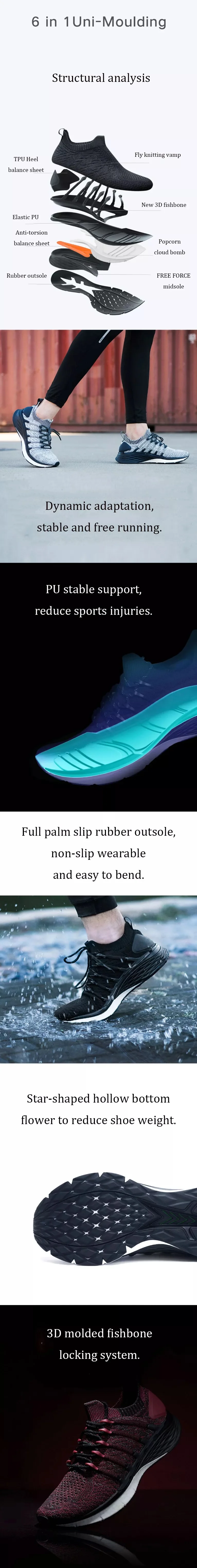 Новые Xiaomi Mijia кроссовки 3 мужские уличные спортивные Uni-moulding 3D Fishbone замок система Вязание верхние мужские кроссовки