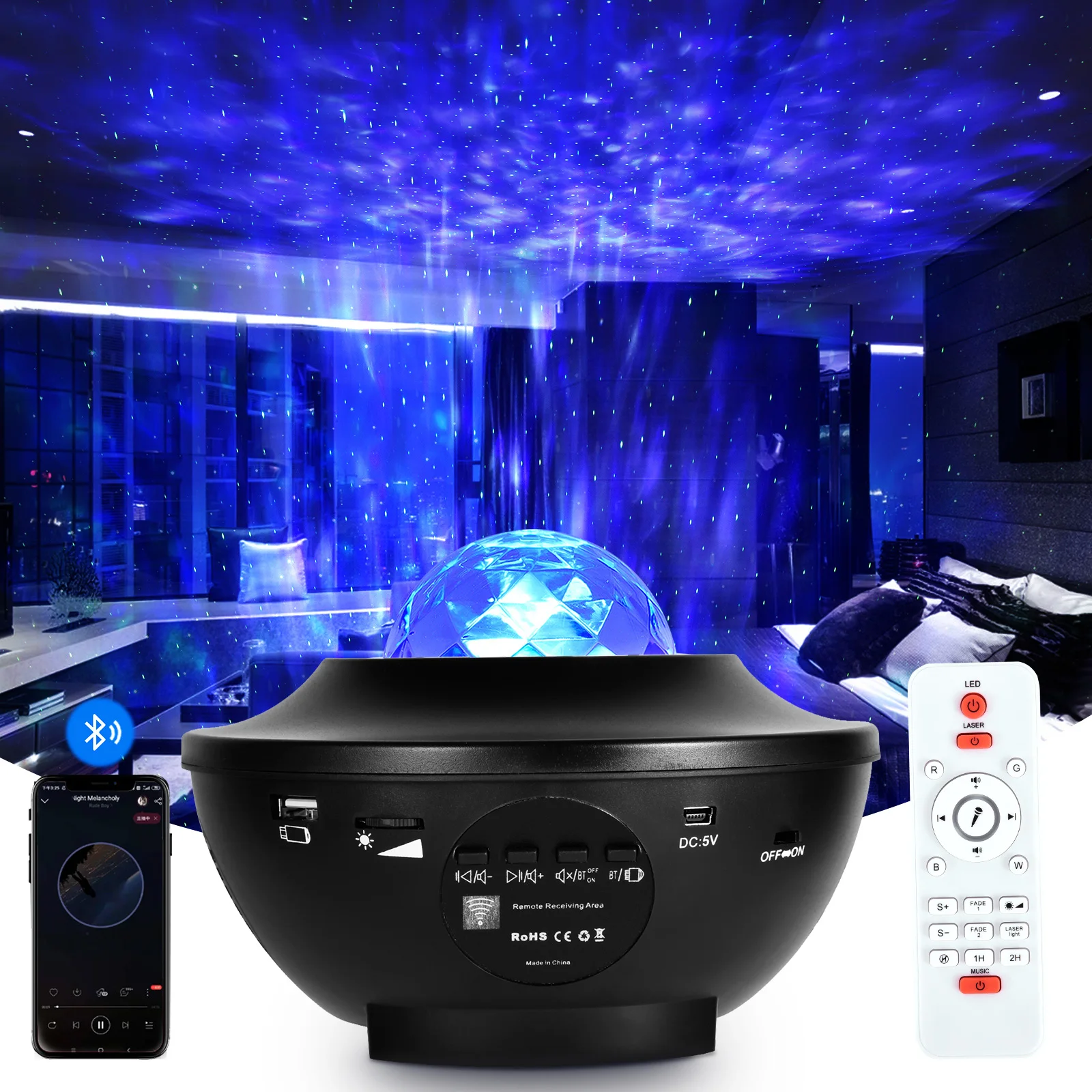 

Colorful Starry Sky Galaxy Projector Nightlight Child Blueteeth USB Music Player Star Night Light Romantic Projection Lamp Gifts
