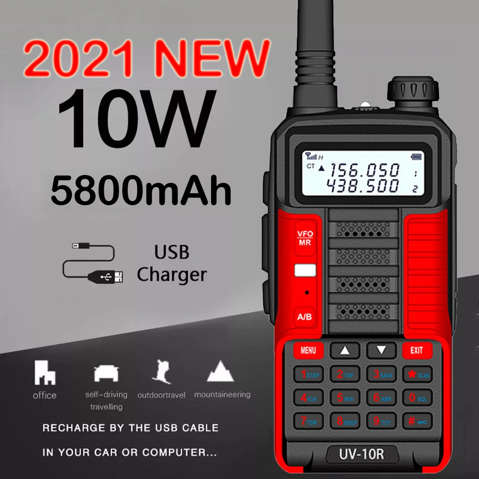 

Портативная рация Baofeng UV 10R, 30 км, 2021 каналов, VHF, UHF, Двухдиапазонная, двухсторонняя, Любительская радиосвязь, Baofeng 128, UV-10R