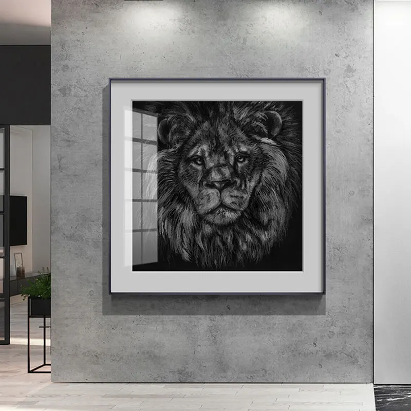 Вдохновляющие картины Лев кот обезьяна холст искусство на черном фоне