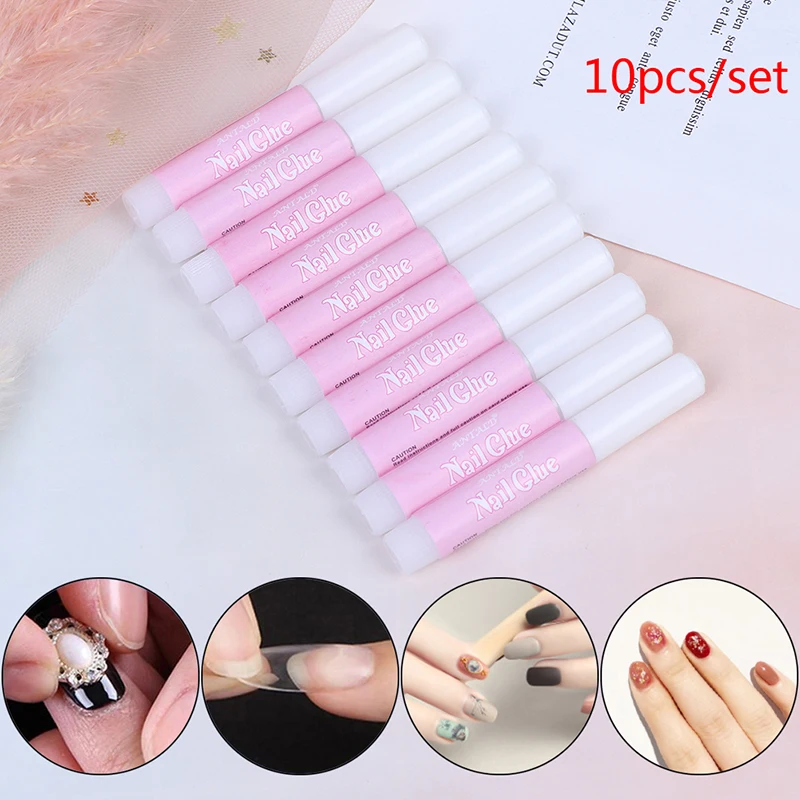 

10Pcs/Set Mini Beauty Nail Glue False Art Decorate Tips Acrylic Glue Nail Accessories False Nail Extension Glue