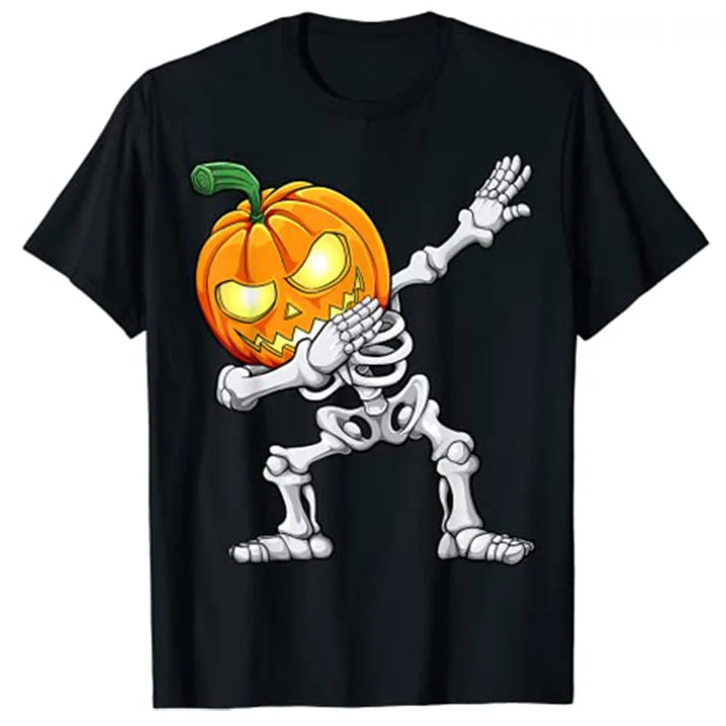 

Halloween Boys Dabbing Skeleton Scary Pumpkin Jack O Lantern T-Shirt Graphic Tee Shirts
