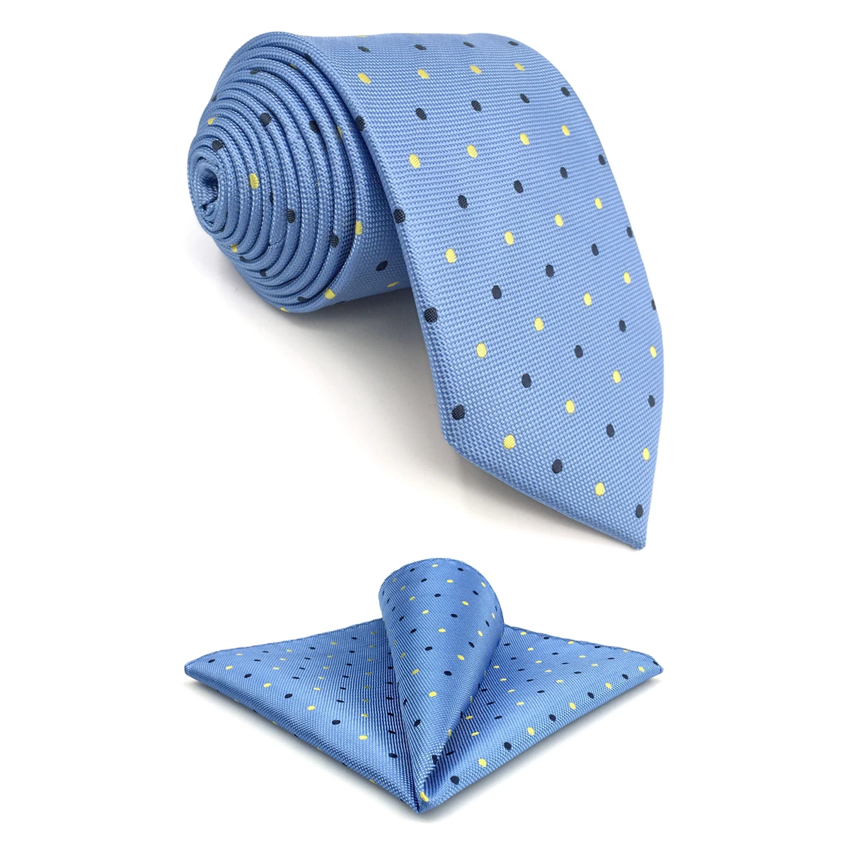 F21 Blue Polka Dots Mens Neckties Set Classic Business Extra Long Size Silk Gift Pocket Square Dress | Аксессуары для одежды