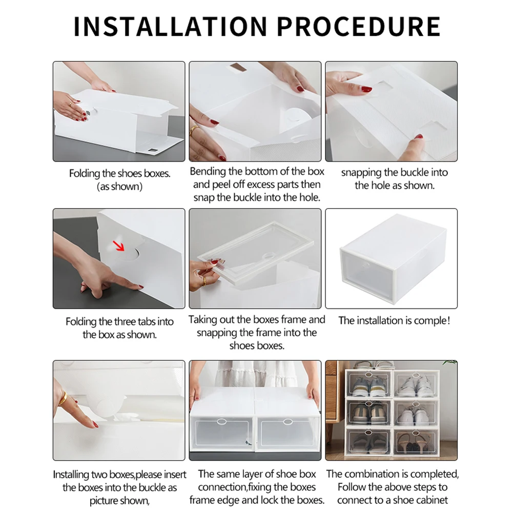

32 shoe box storage shoe boxes thickened dustproof shoes organizer box can be superimposed combination shoe cabinet