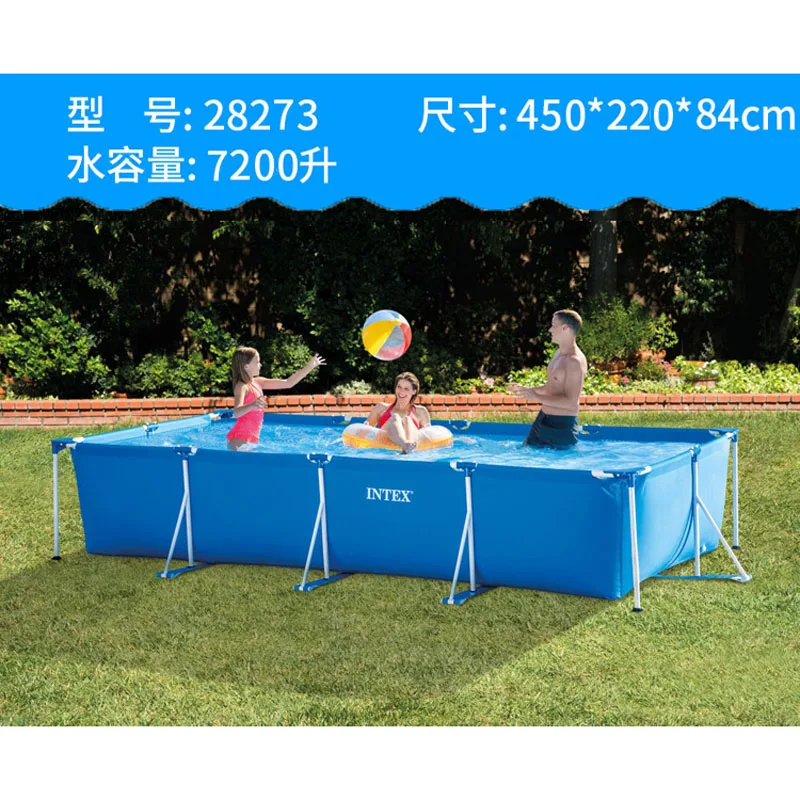INTEX 28273 прямоугольный 450 × 220 × 84 см уплотненный Большой кронштейн Детский семейный надувной бассейн