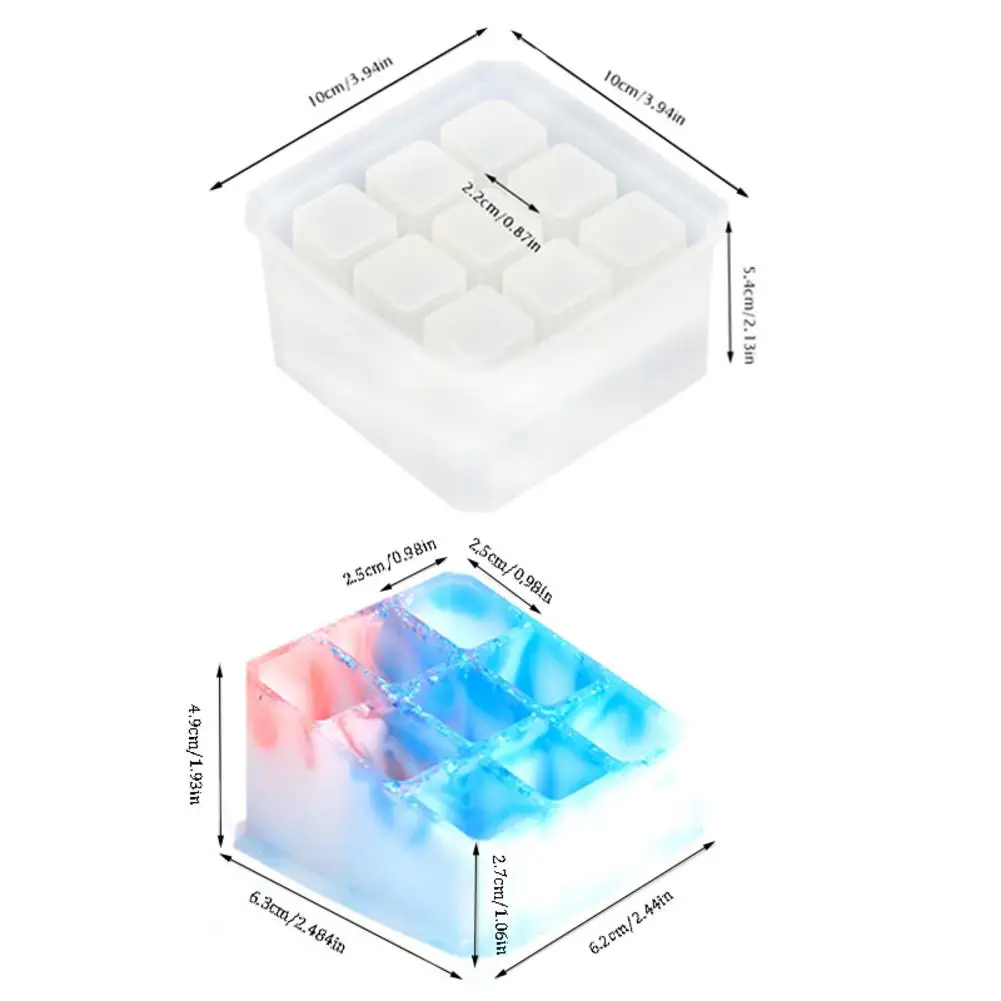 

12/9 Square Storage Box Silicone Mould Crystal Epoxy Mould DIY Handmade Super Light Mirror Storage Box Silicone Mold #D0