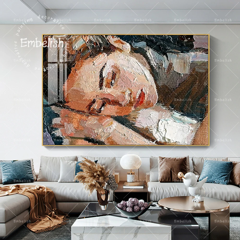 

1 Pieces Watercolor Sleepy Girl Portrait Wall Art Pictures For Living Room Modern Home Decor Posters HD Print Canvas Paintings