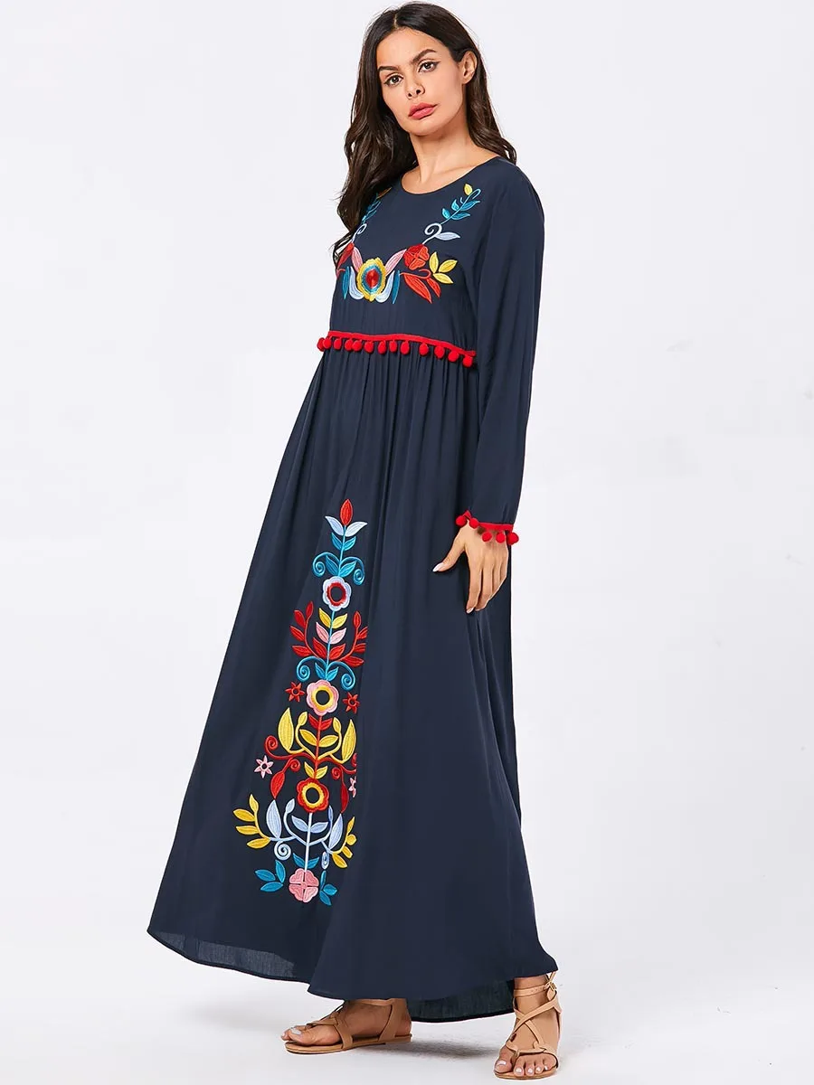 Мусульманское платье-абайя женское кимоно марокканский кафтан Elbise вышивка