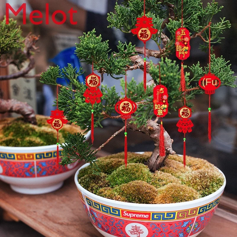 

New Year Bonsai Small Pendant Decorative Fu Character Ornaments 2021 New Year Home Decoration Pot Small Hanging Ornaments