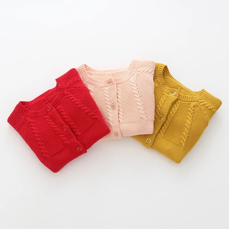 Красный Детский свитер кардиган простая куртка для девочек 1 2 3 лет 2021 весна осень
