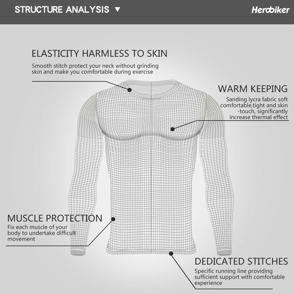 HEROBIKER Motorcycle Thermal Underwear Set Men's Skiing Winter Warm Base Layers Tight Long Johns Tops &amp Pants | Автомобили и