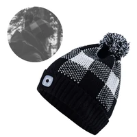 winter warmer unisex led lighted beanie hat knit hands free headlamp cap with light for outdoor camping night fishing